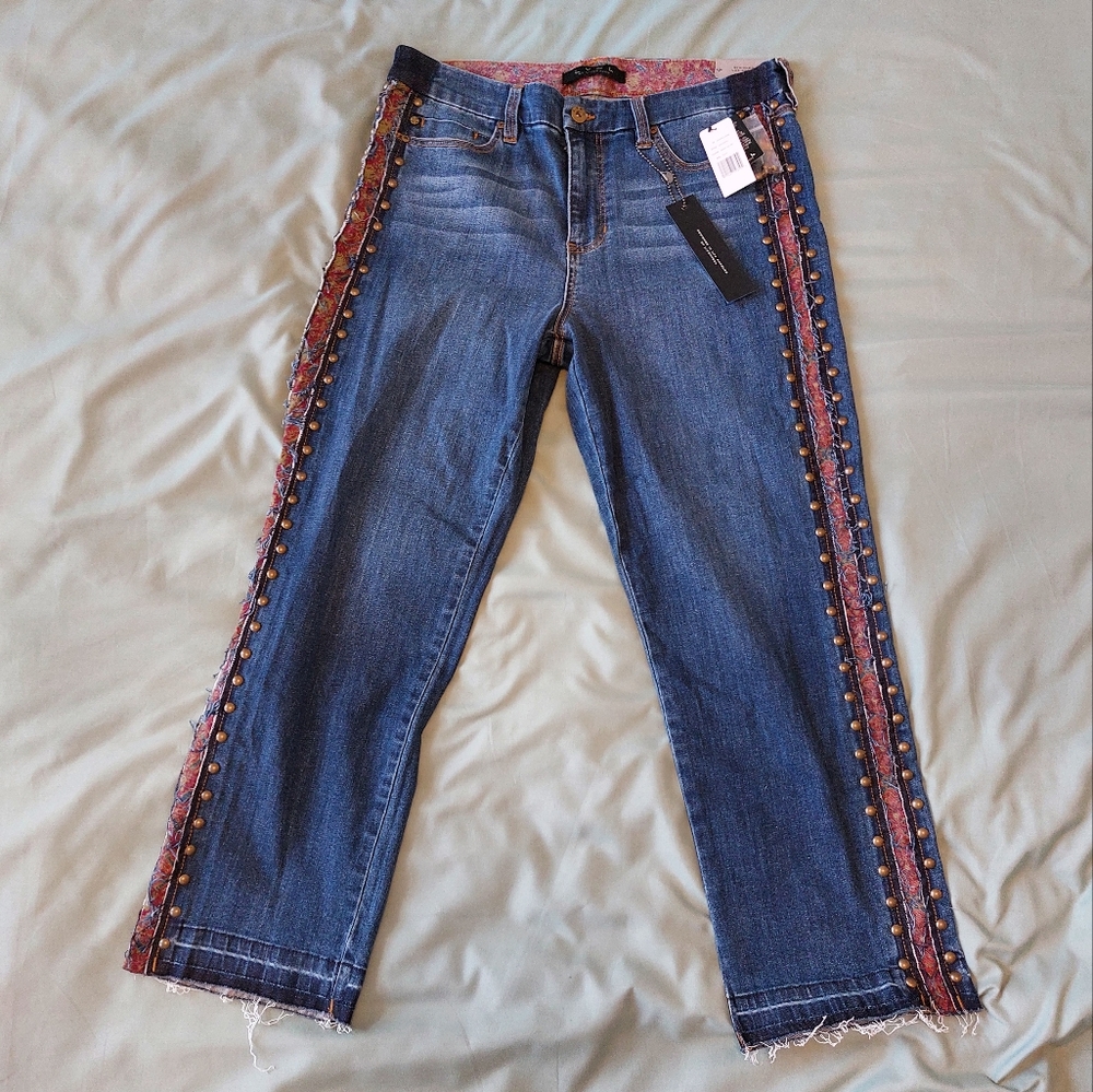 NEW Boho wide leg jeans with gold accents